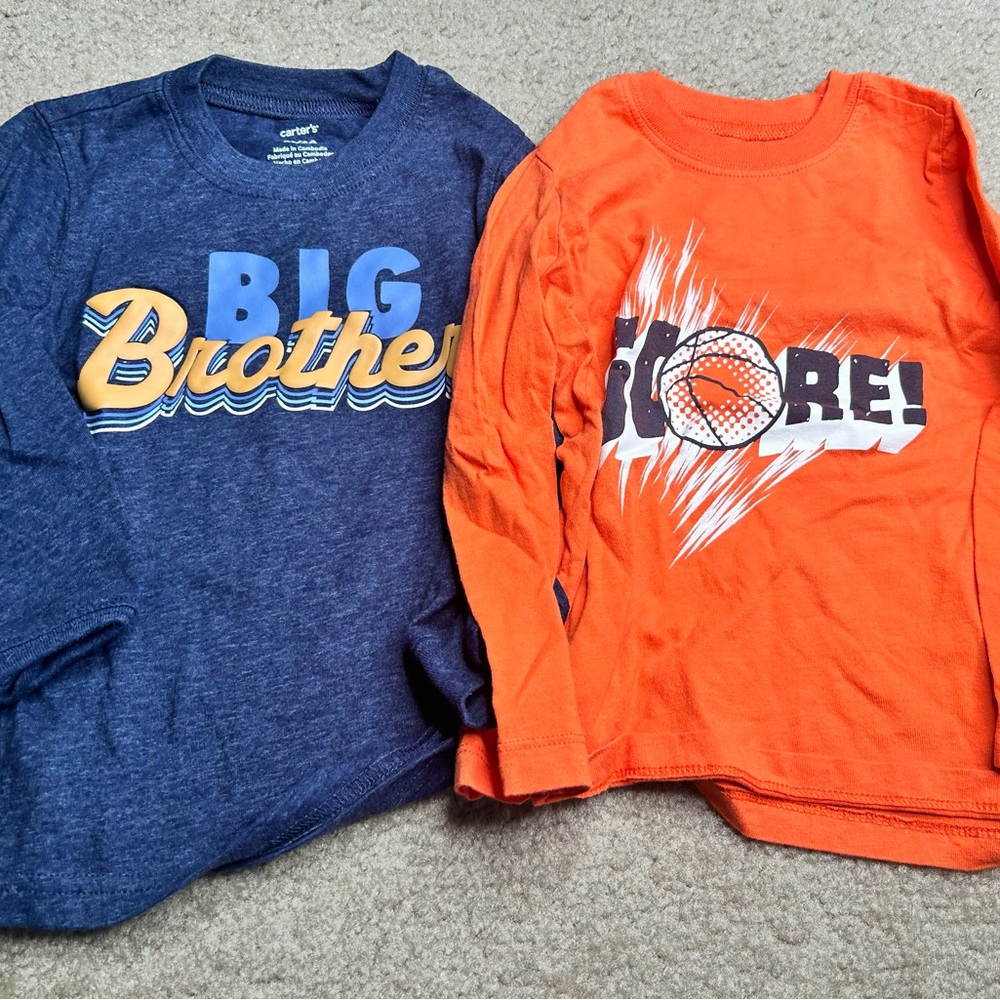 Carter's Long Sleeve Tees - Blue and Orange Set 2T